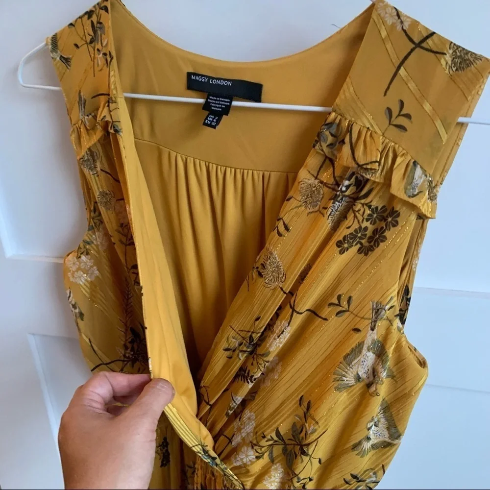 MAGGY LONDON | EUC Golden Yellow Boho Midi Dress 2